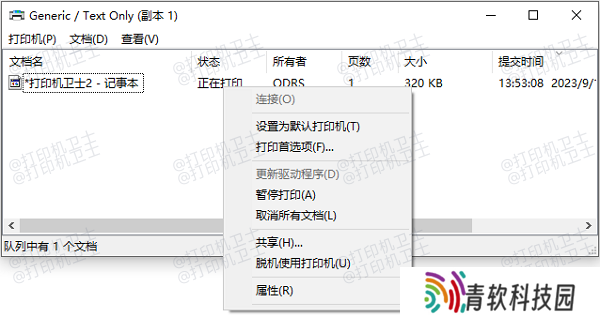 通过打印队列查看