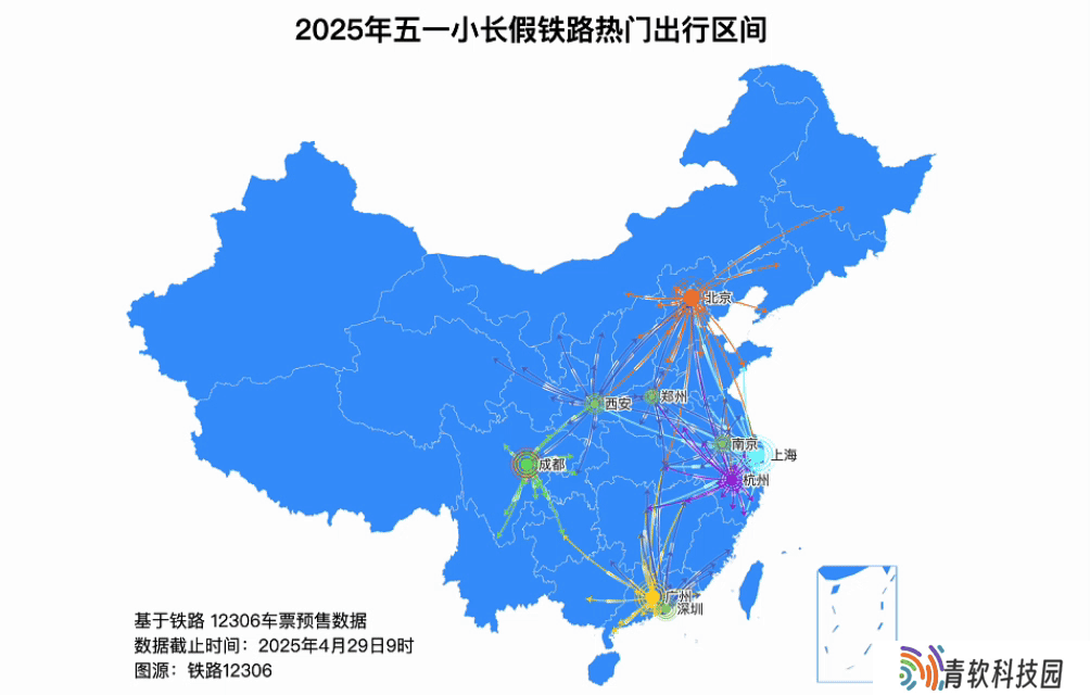 中国铁路：五一假期预计发送旅客 1.44 亿人次、同比增长 4.9%