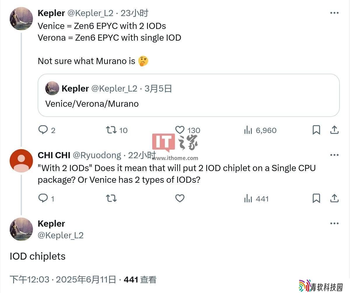 AMD en 6霄龙Venice变体将采用双芯IOD设计？