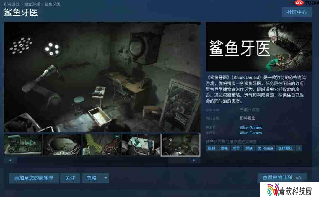 恐怖肉鸽游戏《鲨鱼牙医》公布 冒死给鲨鱼看牙