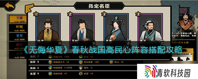 春秋战国时代高民心英雄搭配攻略