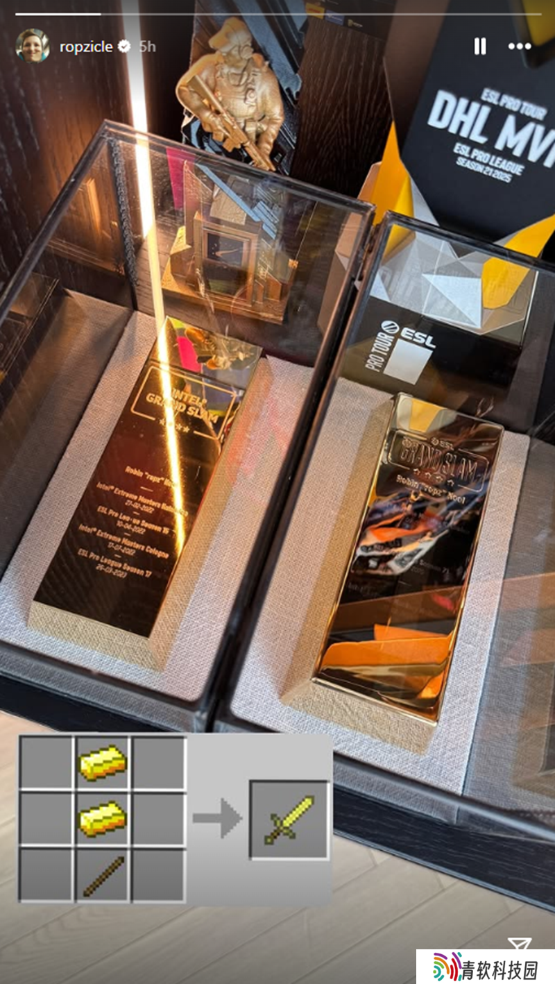 羡煞旁人：ropz晒两块ESL大满贯金砖