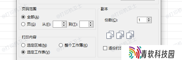 选择“仅打印含数据的页面”